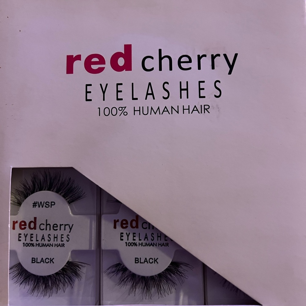 11 Pairs- Red Cherry #WSP Black Human Hair Eyelashes - Picture 4 of 5